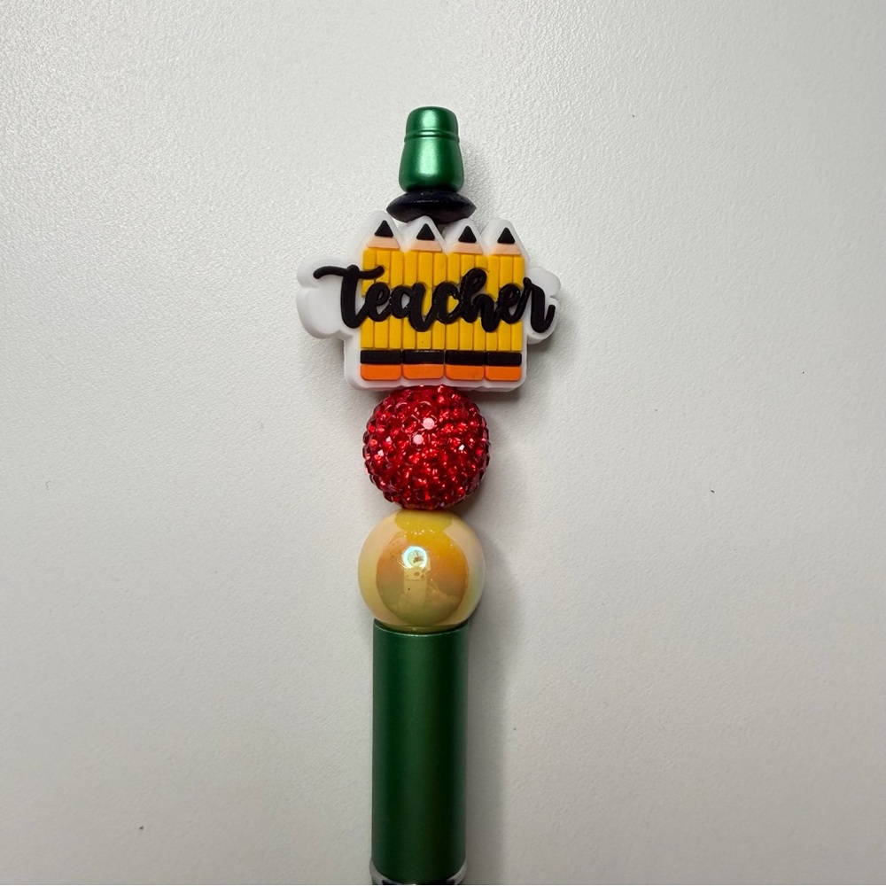 Handmade Teacher Beadable Pen & Mystery Stickers